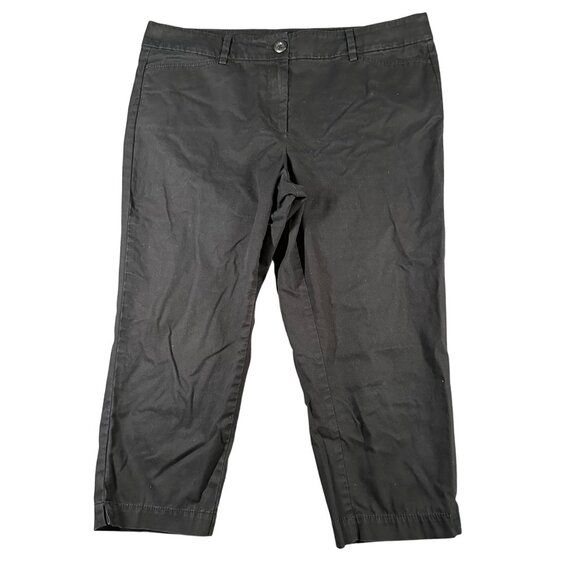 Ann Taylor LOFT Factory Capri Pants Womens 12P Black Cotton Original Crop - Picture 1 of 12